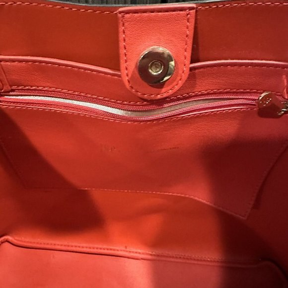 INC International Concepts Reyna Popsicle Tote Faux Leather Large Bag Red Yellow - Picture 4 of 14